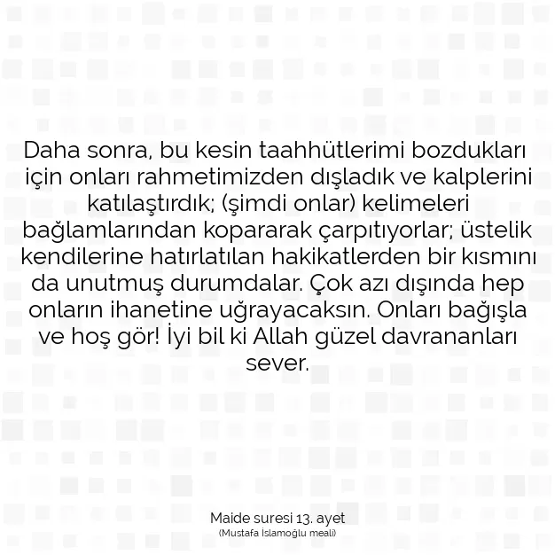 Ayetbul | Kuran Mealleri | Quran | Maide suresi 13. ayet