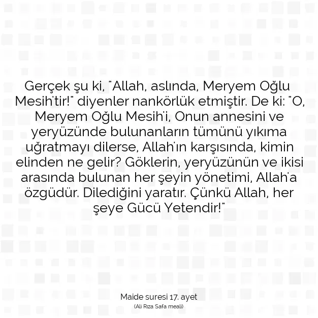 Ayetbul | Kuran Mealleri | Quran | Maide suresi 17. ayet