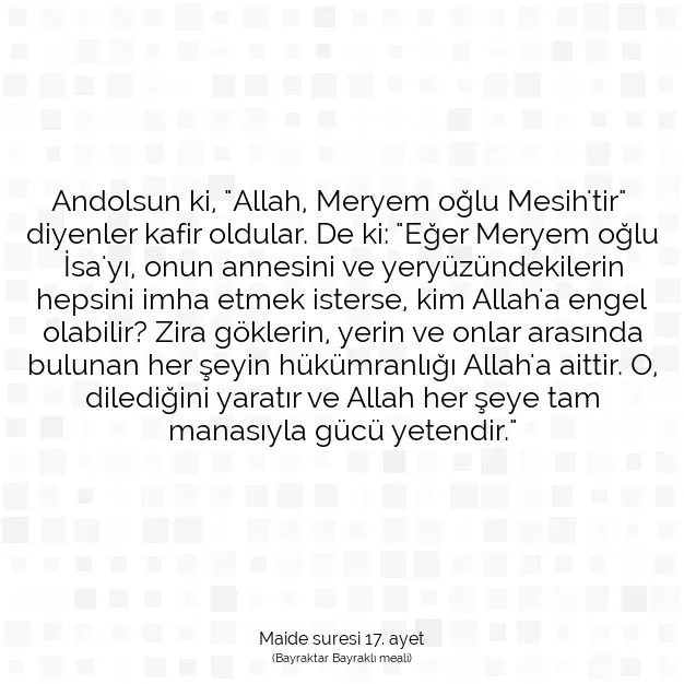 Ayetbul | Kuran Mealleri | Quran | Maide suresi 17. ayet