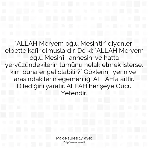 Ayetbul | Kuran Mealleri | Quran | Maide suresi 17. ayet