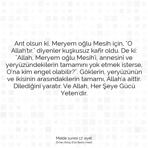 Ayetbul | Kuran Mealleri | Quran | Maide suresi 17. ayet