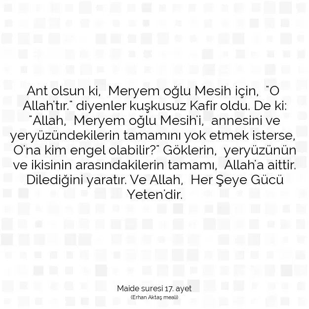 Ayetbul | Kuran Mealleri | Quran | Maide suresi 17. ayet