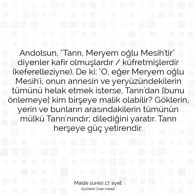 Ayetbul | Kuran Mealleri | Quran | Maide suresi 17. ayet