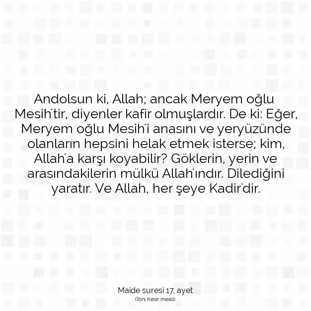 Ayetbul | Kuran Mealleri | Quran | Maide suresi 17. ayet