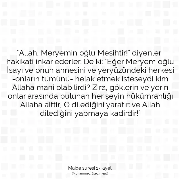 Ayetbul | Kuran Mealleri | Quran | Maide suresi 17. ayet