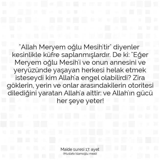 Ayetbul | Kuran Mealleri | Quran | Maide suresi 17. ayet