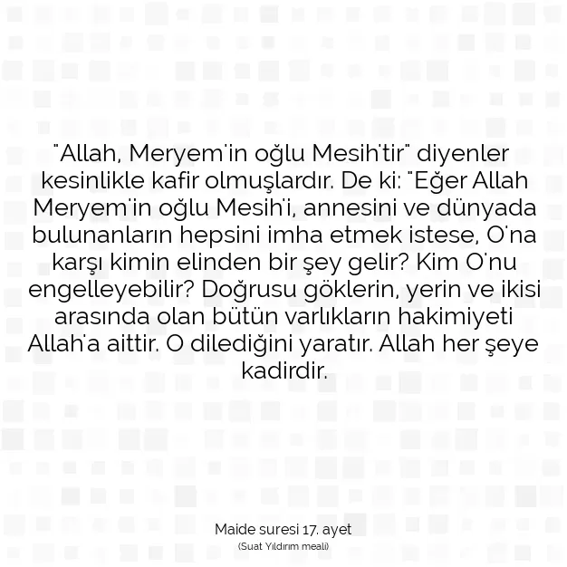 Ayetbul | Kuran Mealleri | Quran | Maide suresi 17. ayet