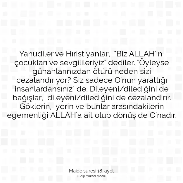 Ayetbul | Kuran Mealleri | Quran | Maide suresi 18. ayet