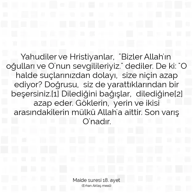 Ayetbul | Kuran Mealleri | Quran | Maide suresi 18. ayet