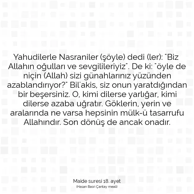 Ayetbul | Kuran Mealleri | Quran | Maide suresi 18. ayet