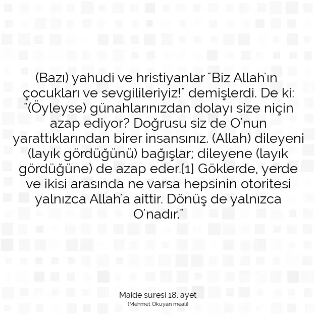 Ayetbul | Kuran Mealleri | Quran | Maide suresi 18. ayet