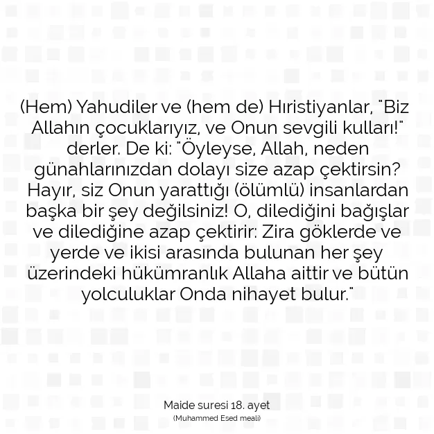 Ayetbul | Kuran Mealleri | Quran | Maide suresi 18. ayet