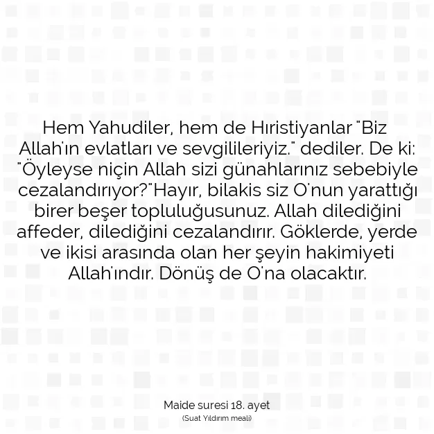 Ayetbul | Kuran Mealleri | Quran | Maide suresi 18. ayet