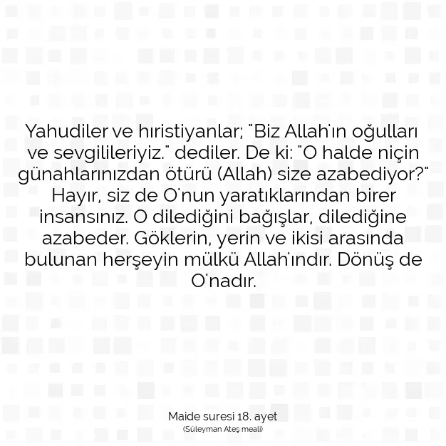 Ayetbul | Kuran Mealleri | Quran | Maide suresi 18. ayet