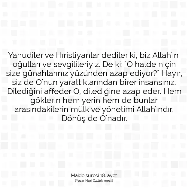 Ayetbul | Kuran Mealleri | Quran | Maide suresi 18. ayet