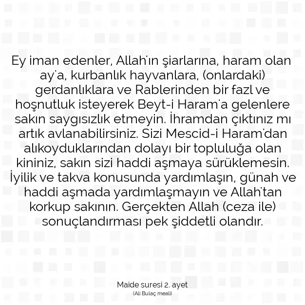 Ayetbul | Kuran Mealleri | Quran | Maide suresi 2. ayet