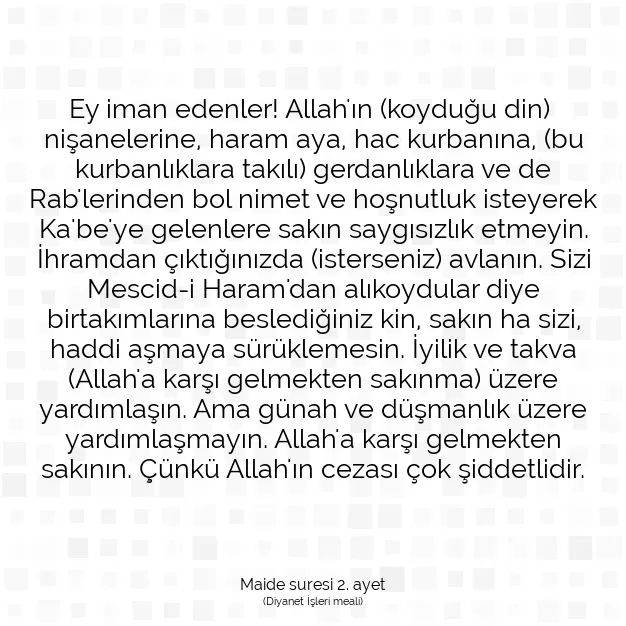 Ayetbul | Kuran Mealleri | Quran | Maide suresi 2. ayet