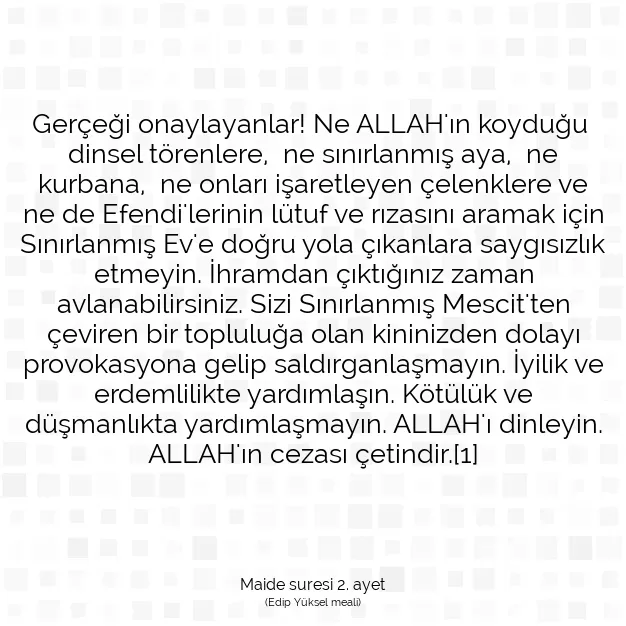 Ayetbul | Kuran Mealleri | Quran | Maide suresi 2. ayet