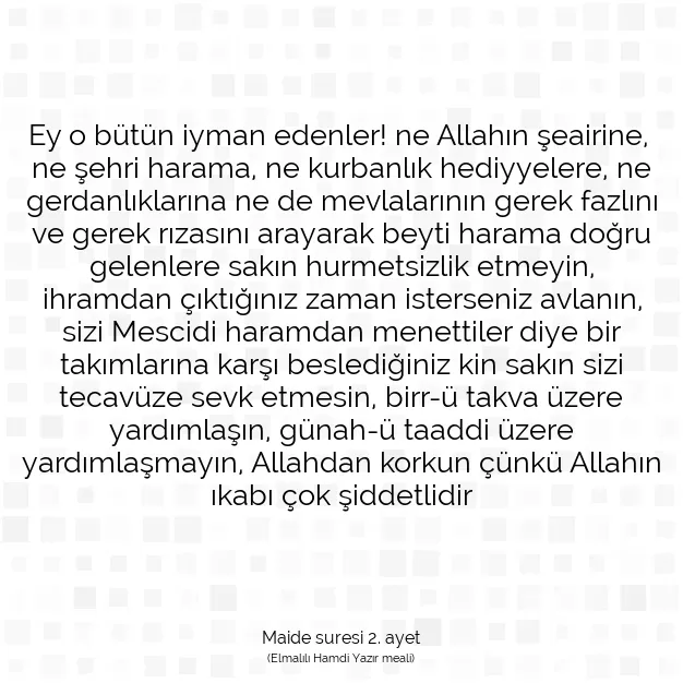 Ayetbul | Kuran Mealleri | Quran | Maide suresi 2. ayet