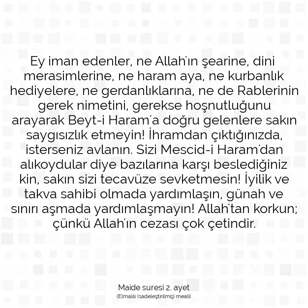 Ayetbul | Kuran Mealleri | Quran | Maide suresi 2. ayet