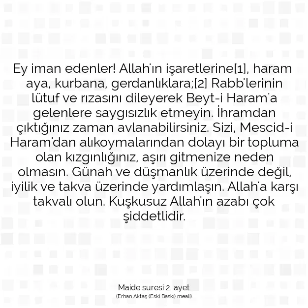 Ayetbul | Kuran Mealleri | Quran | Maide suresi 2. ayet