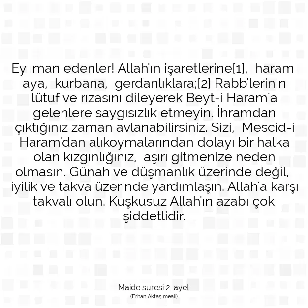 Ayetbul | Kuran Mealleri | Quran | Maide suresi 2. ayet