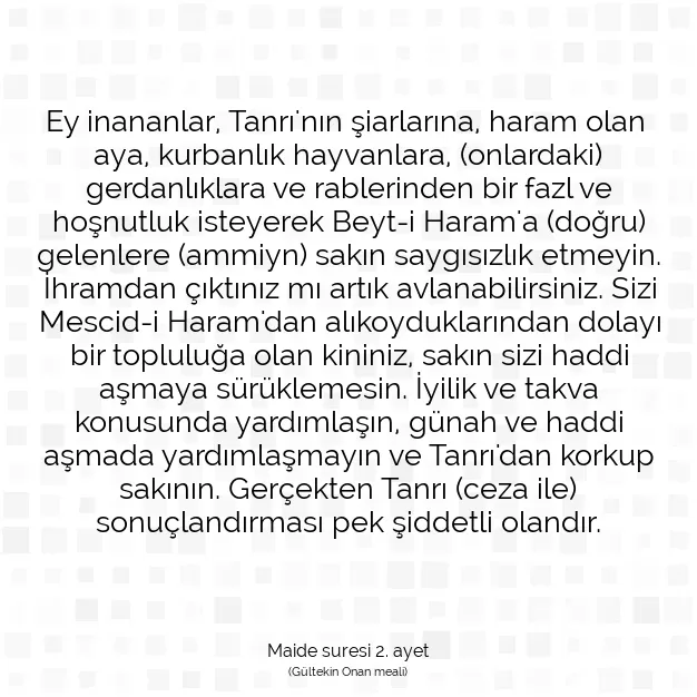 Ayetbul | Kuran Mealleri | Quran | Maide suresi 2. ayet