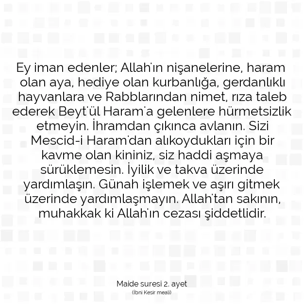 Ayetbul | Kuran Mealleri | Quran | Maide suresi 2. ayet