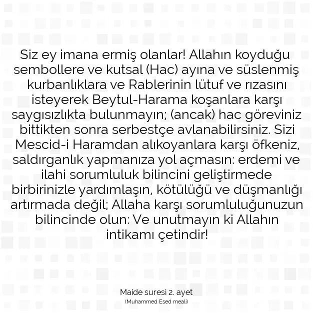 Ayetbul | Kuran Mealleri | Quran | Maide suresi 2. ayet