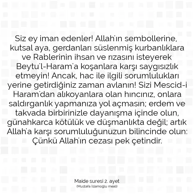 Ayetbul | Kuran Mealleri | Quran | Maide suresi 2. ayet