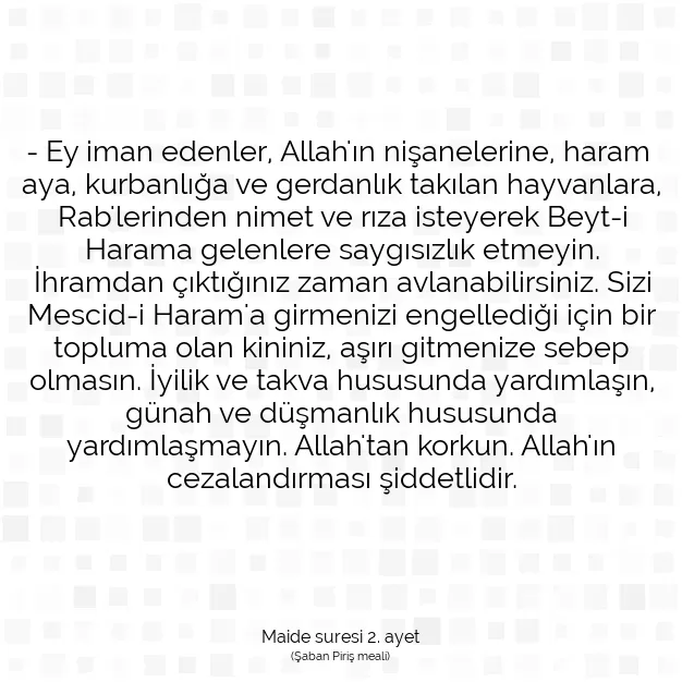 Ayetbul | Kuran Mealleri | Quran | Maide suresi 2. ayet