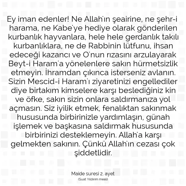 Ayetbul | Kuran Mealleri | Quran | Maide suresi 2. ayet