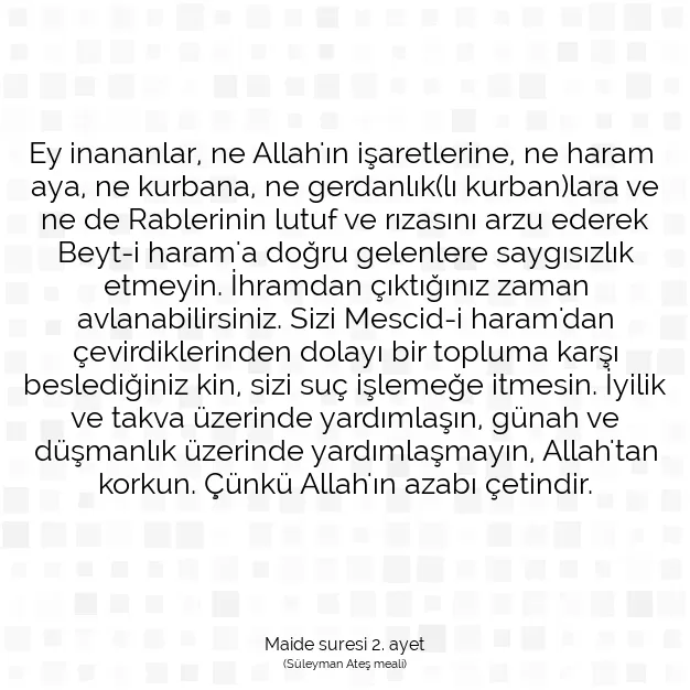 Ayetbul | Kuran Mealleri | Quran | Maide suresi 2. ayet