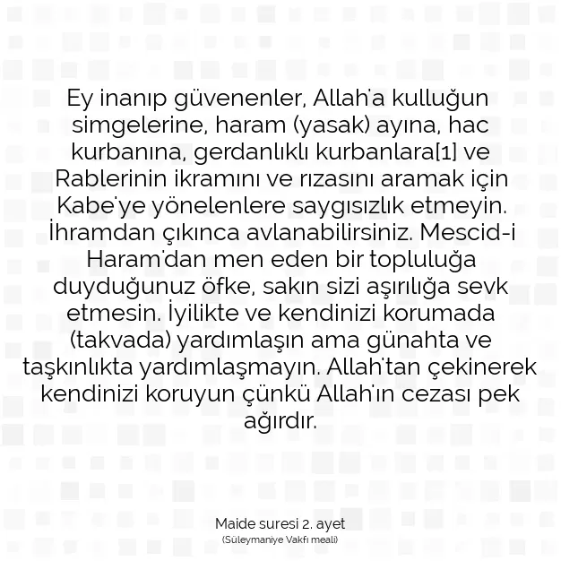 Ayetbul | Kuran Mealleri | Quran | Maide suresi 2. ayet