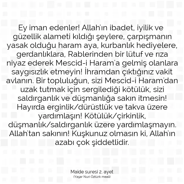 Ayetbul | Kuran Mealleri | Quran | Maide suresi 2. ayet