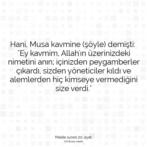 Ayetbul | Kuran Mealleri | Quran | Maide suresi 20. ayet