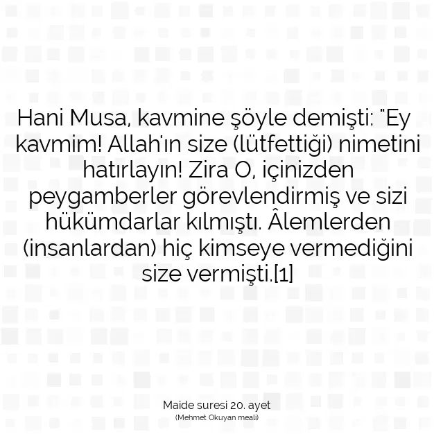 Ayetbul | Kuran Mealleri | Quran | Maide suresi 20. ayet