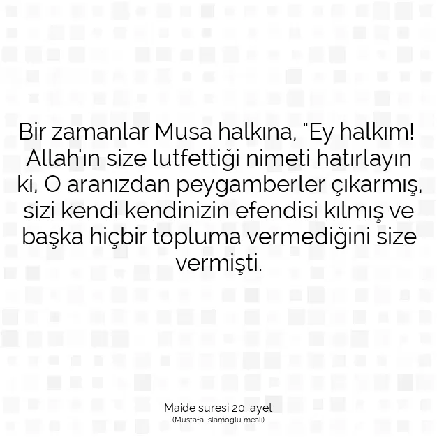 Ayetbul | Kuran Mealleri | Quran | Maide suresi 20. ayet