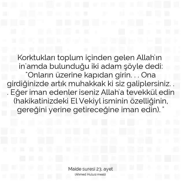 Ayetbul | Kuran Mealleri | Quran | Maide suresi 23. ayet