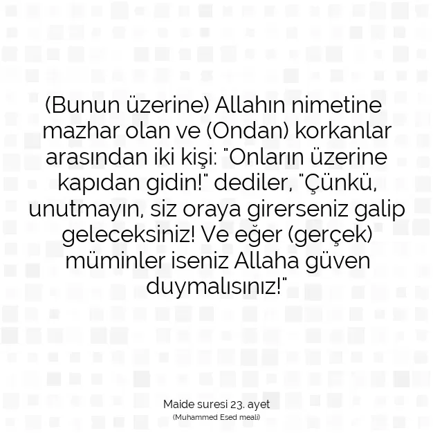 Ayetbul | Kuran Mealleri | Quran | Maide suresi 23. ayet