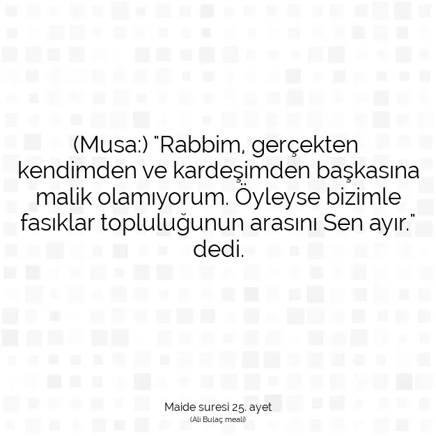 Ayetbul | Kuran Mealleri | Quran | Maide suresi 25. ayet