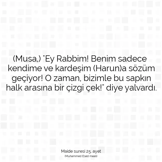 Ayetbul | Kuran Mealleri | Quran | Maide suresi 25. ayet