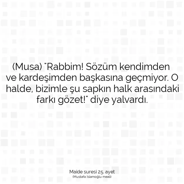 Ayetbul | Kuran Mealleri | Quran | Maide suresi 25. ayet