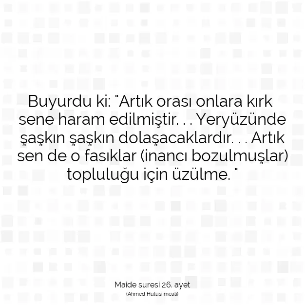 Ayetbul | Kuran Mealleri | Quran | Maide suresi 26. ayet