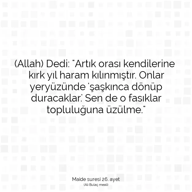 Ayetbul | Kuran Mealleri | Quran | Maide suresi 26. ayet