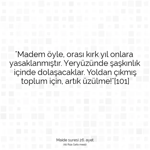 Ayetbul | Kuran Mealleri | Quran | Maide suresi 26. ayet