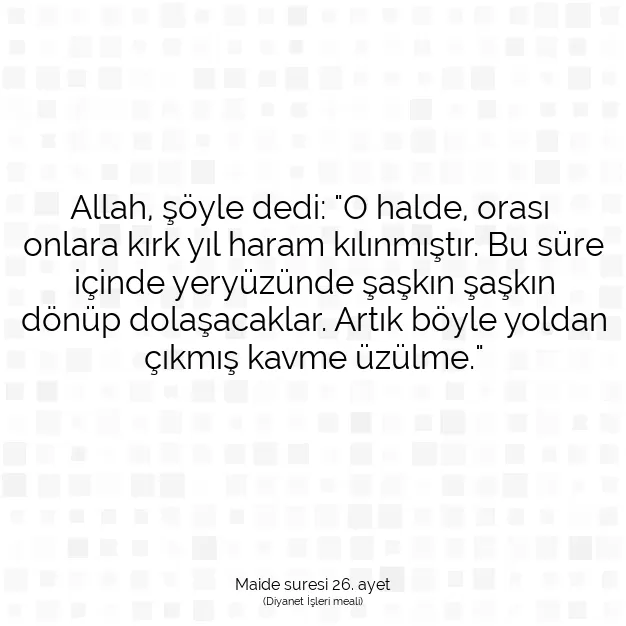 Ayetbul | Kuran Mealleri | Quran | Maide suresi 26. ayet