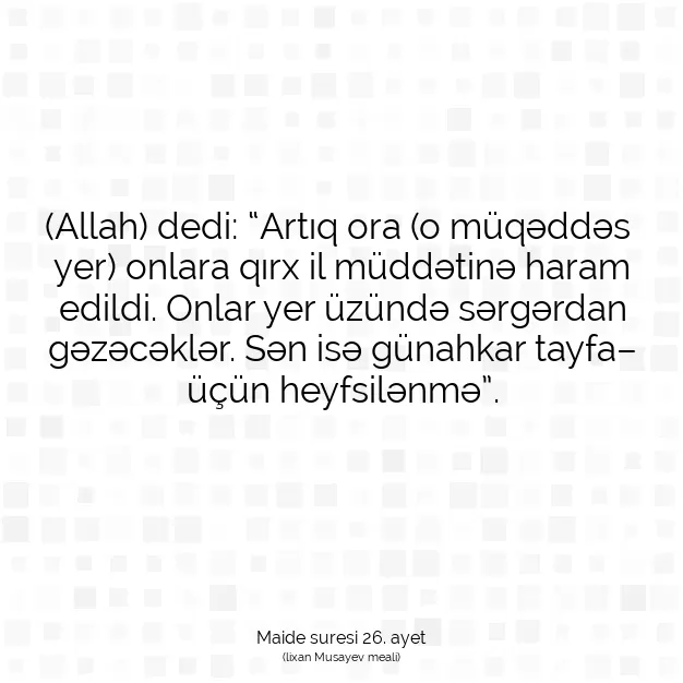 Ayetbul | Kuran Mealleri | Quran | Maide suresi 26. ayet