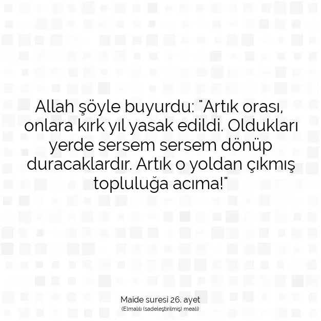 Ayetbul | Kuran Mealleri | Quran | Maide suresi 26. ayet