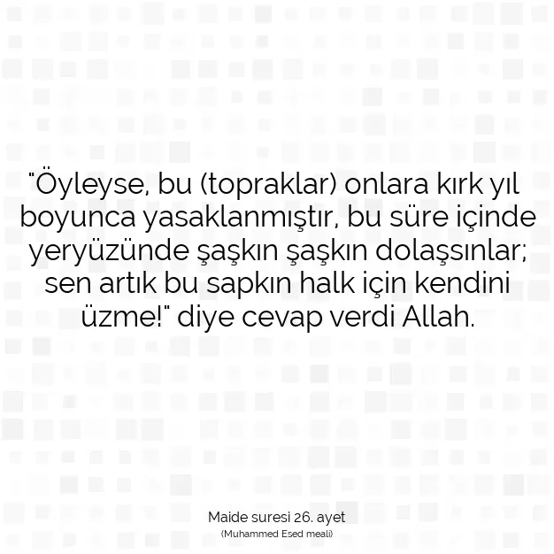 Ayetbul | Kuran Mealleri | Quran | Maide suresi 26. ayet